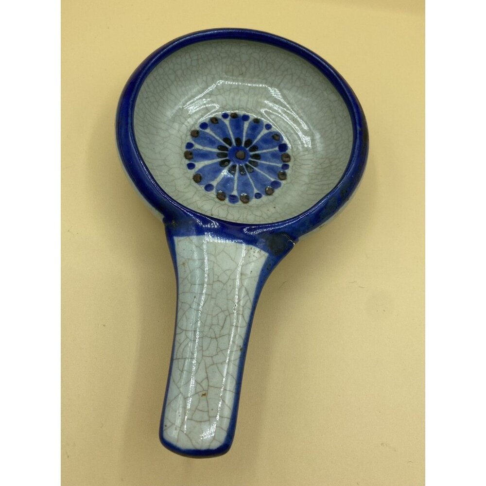 Ken Edwards Collection Blue Tonala Pottery Handle Soup Chili Bowl Mexico READ